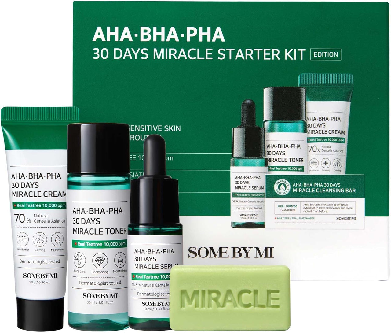 SOME BY MI STARTER KIT Cleansing Bar 30g, Toner 30ml, Serum 10ml, Cream 20ml