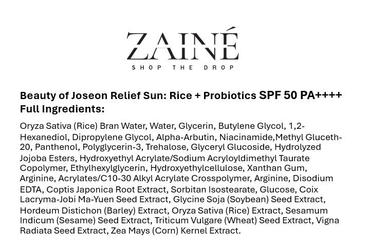 Beauty of Joseon Relief Sun: Rice + Probiotics - 50ml